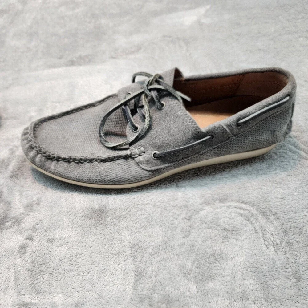 Frye Briggs Boat Shoes Men's Size 11.5 Gray Suede